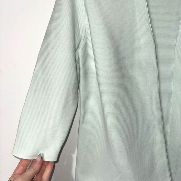 J. Mclaughlin Cropped Open Front Ribbed Cardigan - Seafoam Blue M - Picture 3 of 6